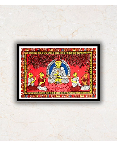 Lord Buddha &amp; Disciples Pattachitra Art Painting For Home Wall Art Decor-2