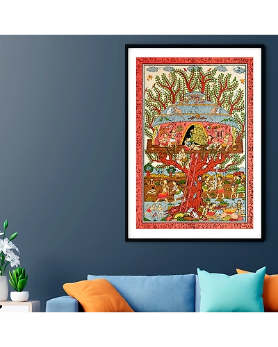 Ancient Treehouse Pattachitra Art Painting For Home Wall Art Decor-12665749