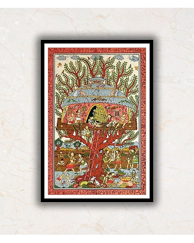 Ancient Treehouse Pattachitra Art Painting For Home Wall Art Decor-1