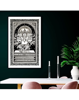 Panchmukhi Shri Ganesh Ganpati Artwork Pattachitra Art Painting For Home Wall Art Decor