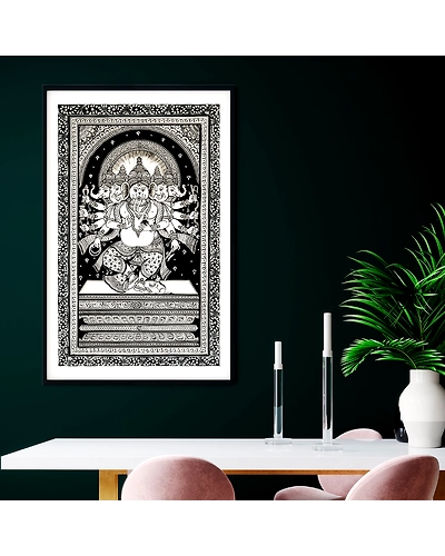 Panchmukhi Shri Ganesh Ganpati Artwork Pattachitra Art Painting For Home Wall Art Decor-12665761