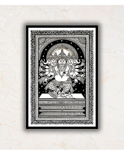 Panchmukhi Shri Ganesh Ganpati Artwork Pattachitra Art Painting For Home Wall Art Decor-2