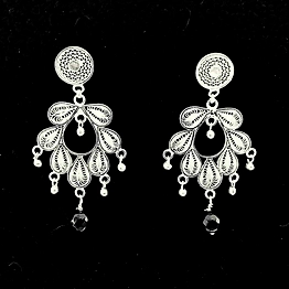 Gonasika Mayurpankhi- Silver Filigree danglers with beads