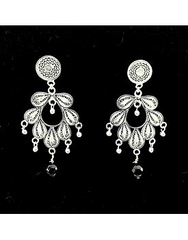 Mayurpankhi- Silver Filigree danglers with beads