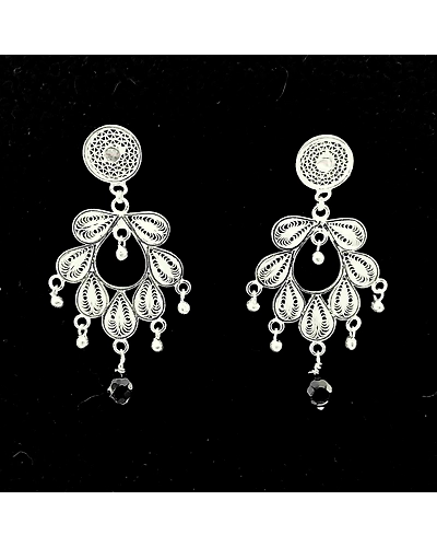 Mayurpankhi- Silver Filigree danglers with beads-1