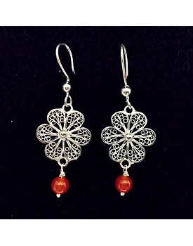 Pankhudi - Silver Filigree danglers with beads