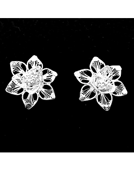 Full Bloom - Fine Silver Filigree ear tops