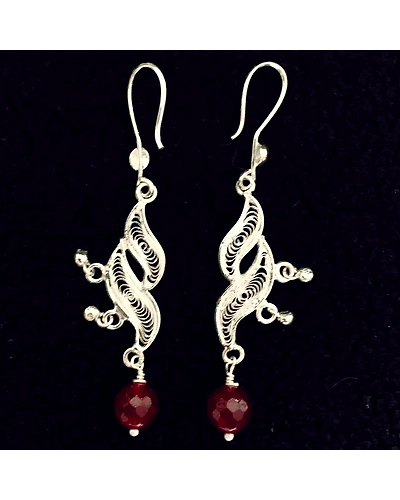 Seahorse - Silver Filigree Earring with beads-12665799