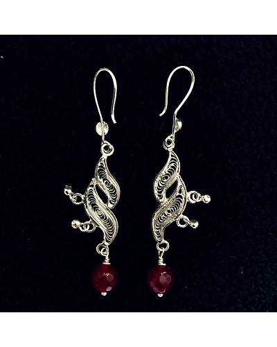 Seahorse - Silver Filigree Earring with beads-1