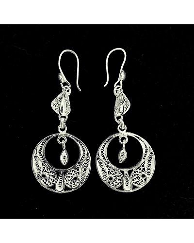 Classic Chandbali - Silver Filigree Earring-2