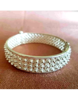 Night Jasmine chur - Silver filigree wide bangle