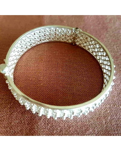 Night Jasmine chur - Silver filigree wide bangle-2