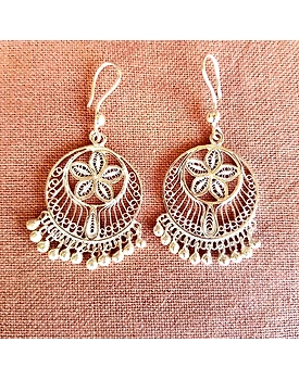 Floral Chandbali - Silver Filigree earring