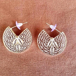 Gonasika Jhaanjri - Big round Silver Filigree studs with lattice work