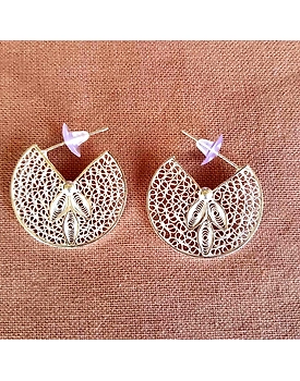 Jhaanjri - Big round Silver Filigree studs with lattice work