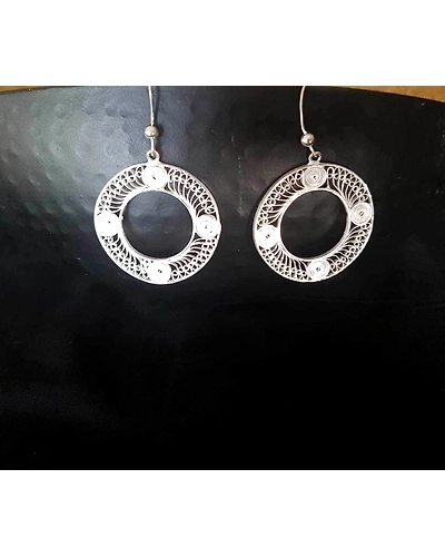 Concentric Delights - Silver Filigree earrings-1
