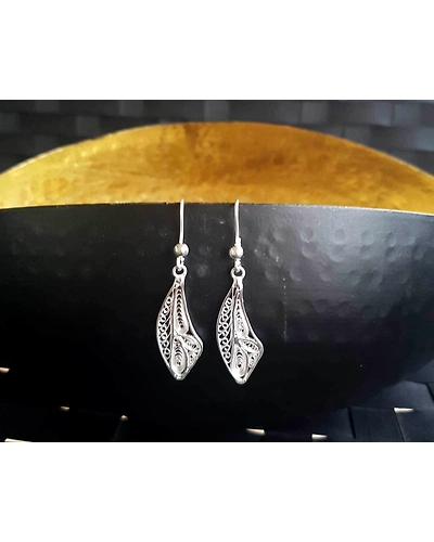 Designed Petals - Silver Filigree earrings-12665895