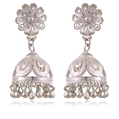 Gonasika Jhumkas in your ears - Silver Filigree earrings