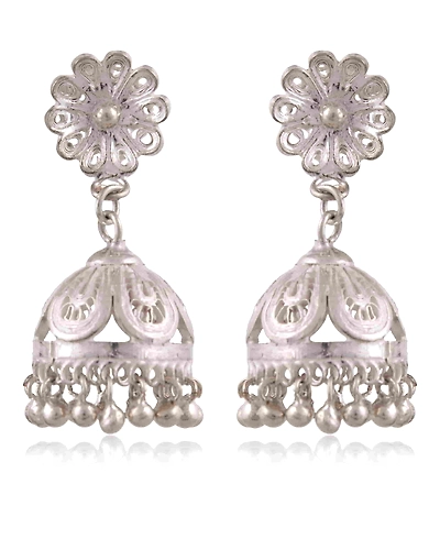 Jhumkas in your ears - Silver Filigree earrings-12665917