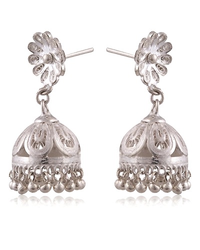 Jhumkas in your ears - Silver Filigree earrings-2