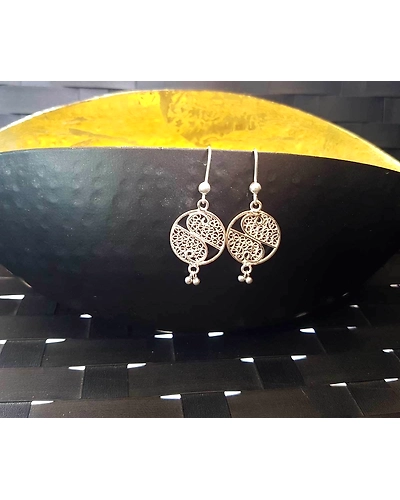 Latticed Marvel - Silver Filigree earrings-12665919