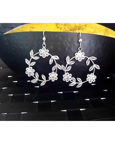 Laurels Galore - Silver Filigree earrings-2