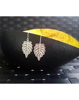 Leaf Imprint - Silver Filigree earrings