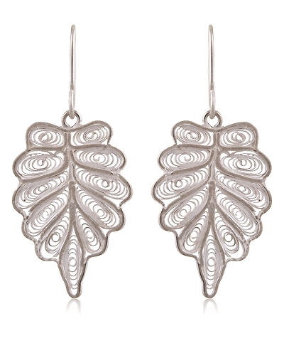 Leaf Imprint - Silver Filigree earrings-1