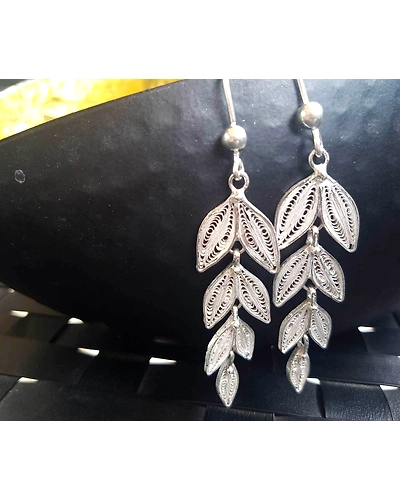 Leaves of Desire - Silver Filigree earrings-12665925