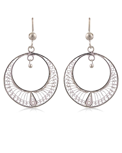 Moon Emerging - Silver Filigree earrings-12665931