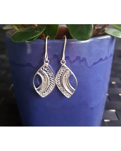 Rising Waves - Silver Filigree earrings-12665935