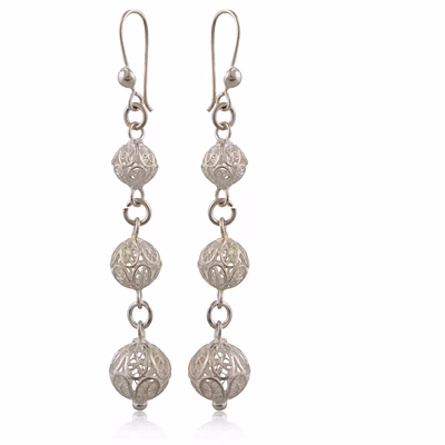 gonasika spheres of joy - silver filigree earrings