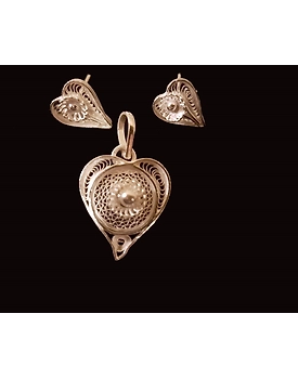 Hearts Desire - Silver Filigree Pendant earring set
