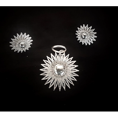Gonasika Bakul - Silver Filigree Earring Pendant set