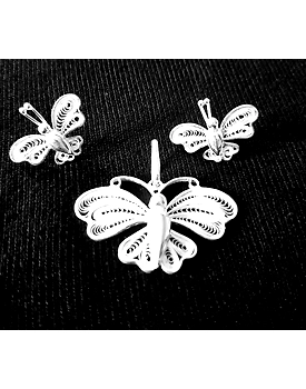 Prajapati - Silver Filigree Earring Pendant set