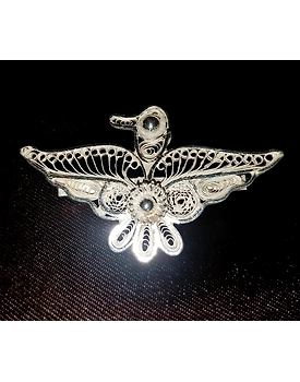 Bird shaped Silver Filigree Brooch