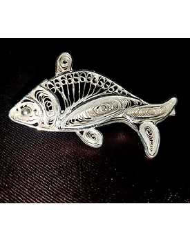 Fish shaped Silver Filigree Brooch