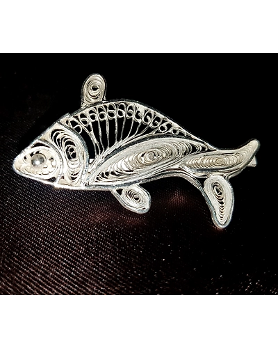 Fish shaped Silver Filigree Brooch-1
