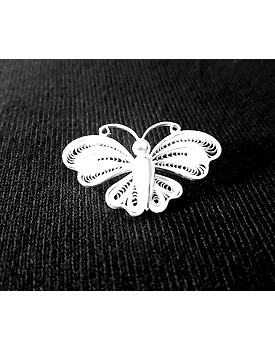 Butterfly shaped Silver Filigree Brooch