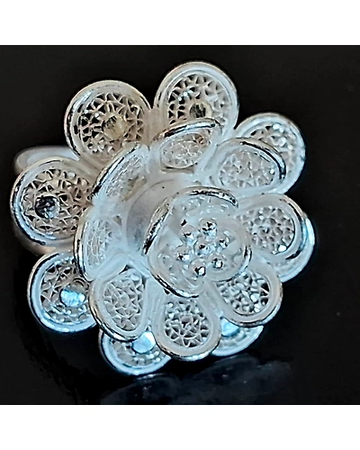 Silver Filigree adjustable big Ring Golap-2