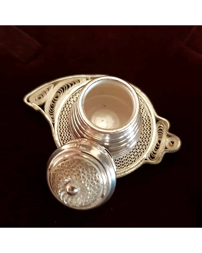 Silver Filigree Sindoor dani Kumkum Chandan holder-2