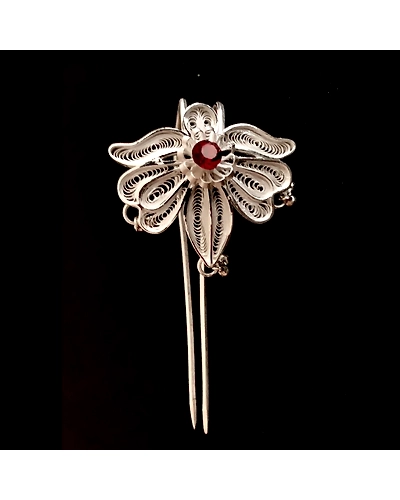 Butterfly shaped Silver Filigree Hair bun Juda Khopa Pin-12666115