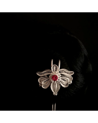 Butterfly shaped Silver Filigree Hair bun Juda Khopa Pin-1
