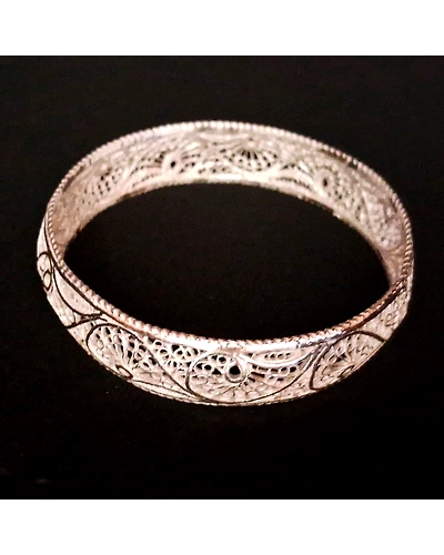 Rangoli - Silver filigree wide bangle-2