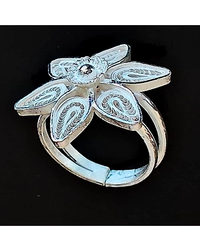 Silver Filigree adjustable big Ring Tagar-12666161
