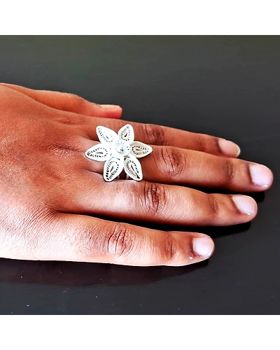 Silver Filigree adjustable big Ring Tagar-2