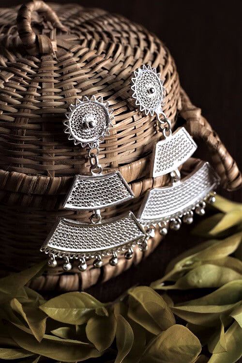 gonasika silver linings tarakasi silver filigree handmade dangle earrings