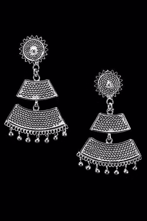 Silver Linings Tarakasi Silver Filigree Handmade Dangle Earrings image 2