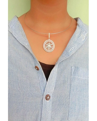 Silver Linings Chakra Hasli Silver Filigree Necklace-1