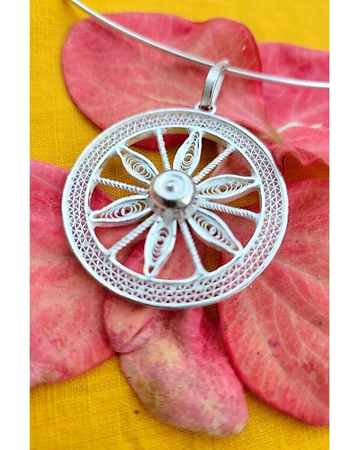 Silver Linings Chakra Hasli Silver Filigree Necklace-3